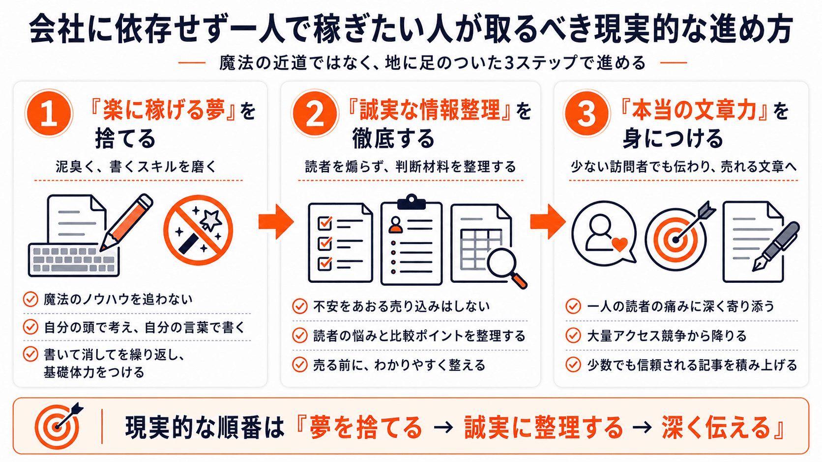会社に依存せず一人で稼ぎたい人が取るべき現実的な進め方