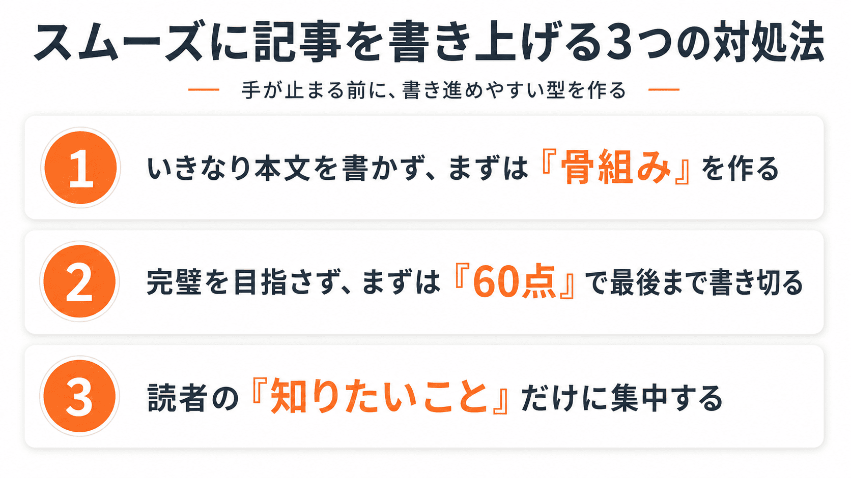 スムーズに記事を書き上げる3つの対処法